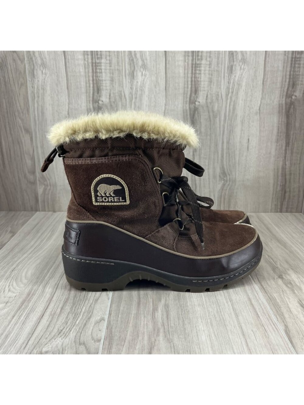Sorel Winter Boots Womens 9.5 Tivoli Brown Suede Lace Up Insulated Shoes
